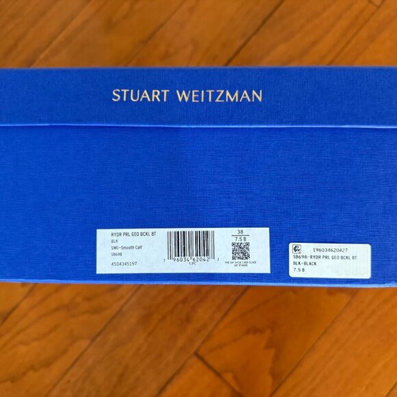 Stuart Weitzman Women's Ryder Pearl Geo Buckle Bootie Black size 6.5 - Picture 7 of 9